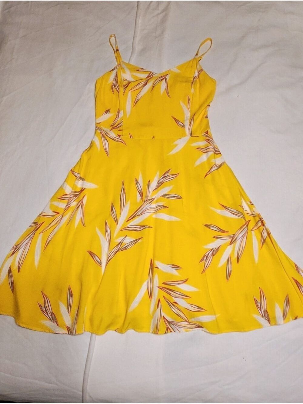 Apt 9 Yellow Floral Spaghetti Strap Fit And Flare Mini Dress Medium - Picture 6 of 9
